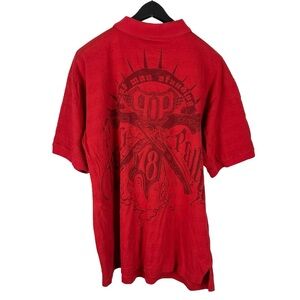 Mens Y2K Pelle Pelle Streetwear Red Big Logo Grunge Style Polo Shirt Size XL